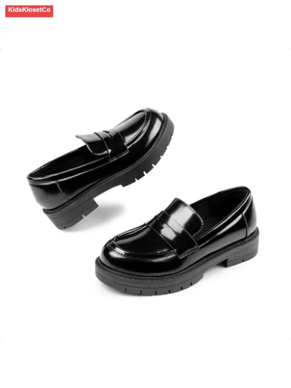 Girls Penny Loafers School Shoes Slip-On TPR Outsole